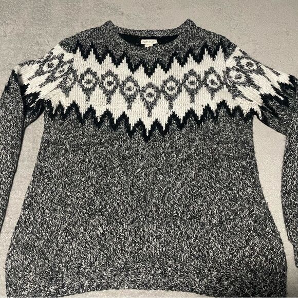 CABIN Fever acrylic sweater size large grey black white VGUC - Picture 2 of 5